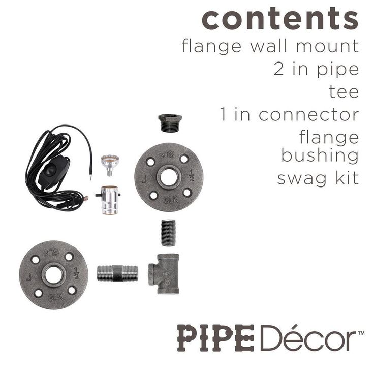 1/2 in. Black Steel Pipe 7.5 in. H Wall Sconce Lamp Kit