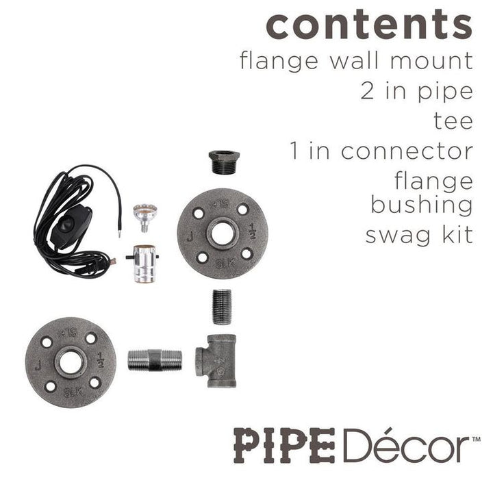 1/2 in. Black Steel Pipe 7.5 in. H Wall Sconce Lamp Kit
