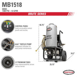 Simpson Mini Brute 1500 PSI at 1.8 GPM with Triplex Plunger Pump Hot Water Professional Electric Pressure Washer
