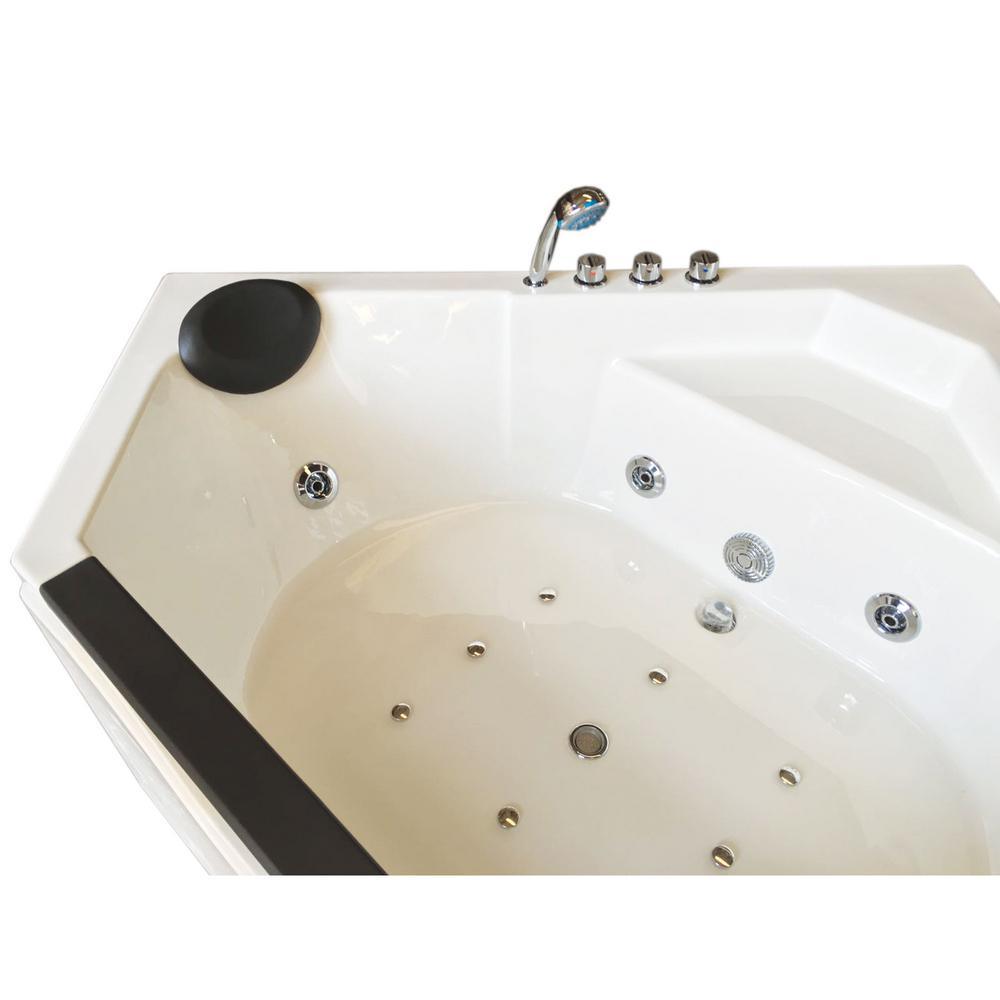 Ibiza with heater 59.05 in. Acrylic Center Drain Corner Alcove Whirlpool Bathtub in White - Super Arbor