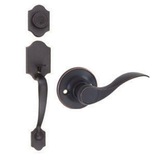Sussex Oil-Rubbed Bronze Door Handleset with Springdale Lever Interior and Single Cylinder Deadbolt - Super Arbor