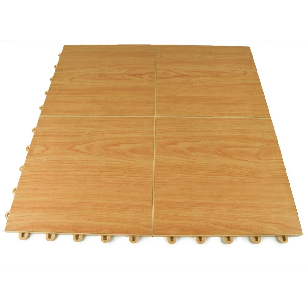 Greatmats Click Tile 12-1/8 in. x 12-1/8 in. Light Oak Interlocking Basement Plastic and Vinyl Tile (24-Pack) (24.5 sq. ft.)