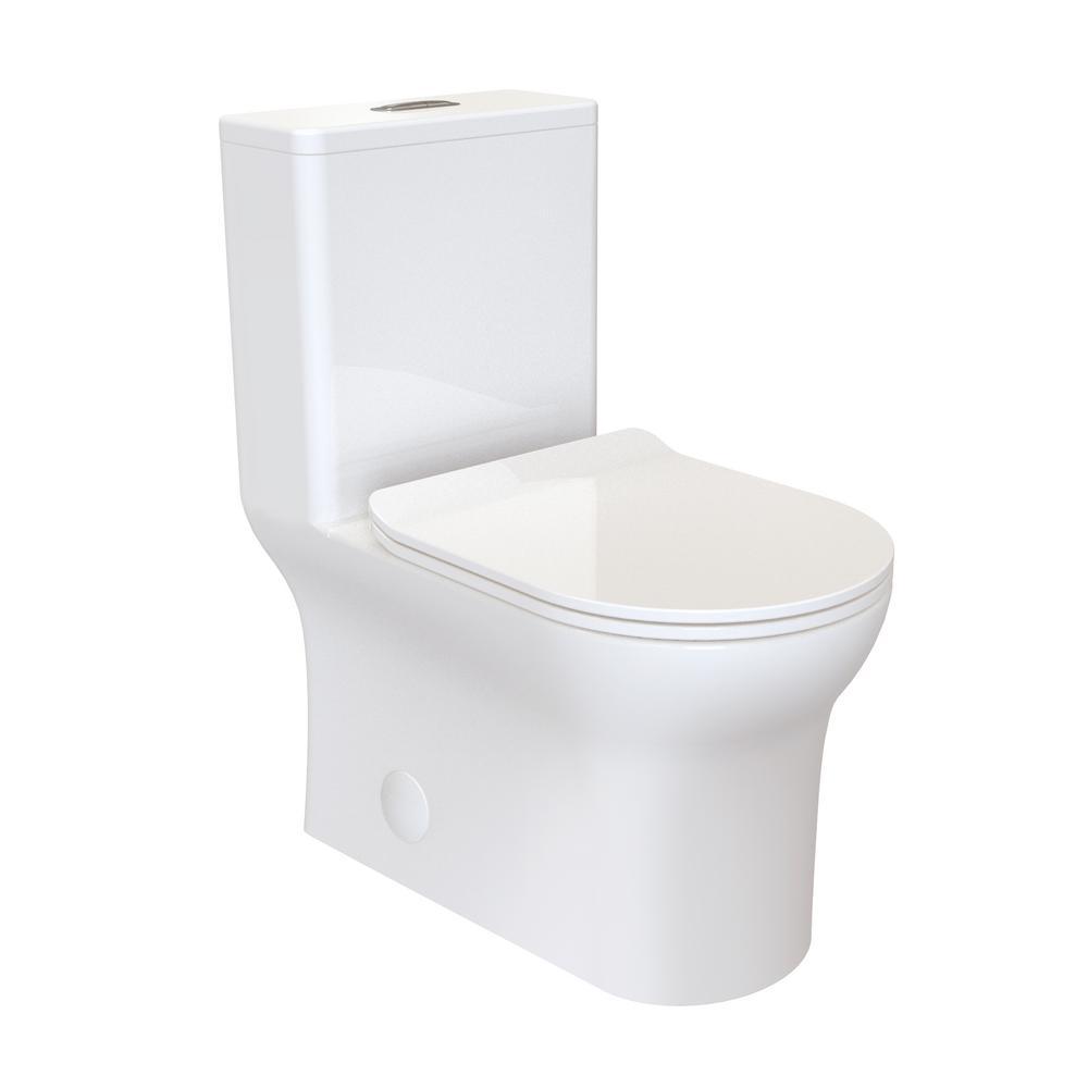 Burdon 1-Piece 0.8/1.28 GPF Dual Flush Square Toilet in White, Seat Included - Super Arbor