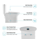 12 in. Rough-In 1-piece 1.1/ 1.6 GPF Dual Flush Elongated Siphonic Jet Toilet in White, Seat Included - Super Arbor