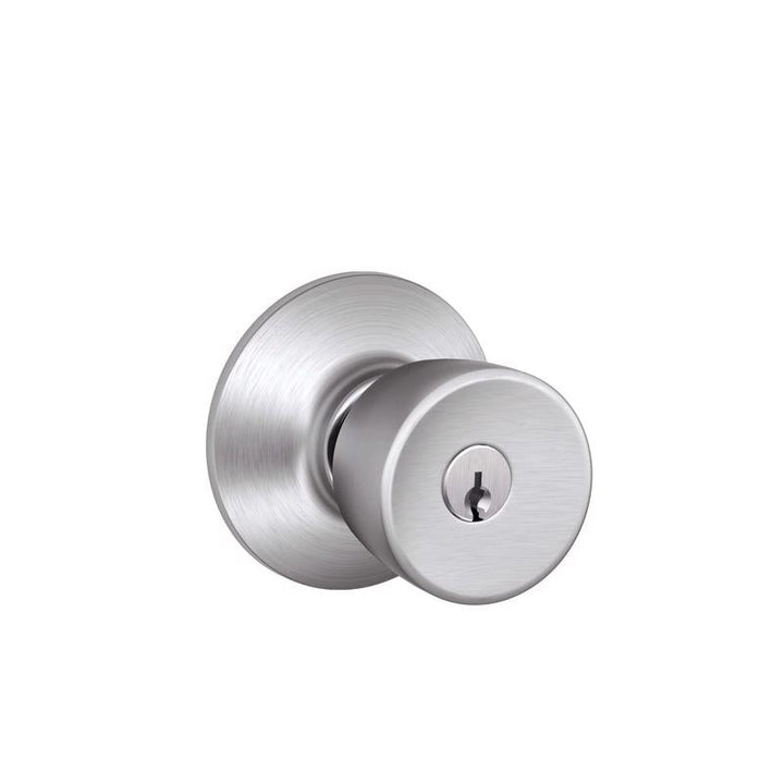 Schlage Bell Satin Chrome Entry Lockset, ANSI Grade 2, Fits 1-3/8"–1-3/4" Doors