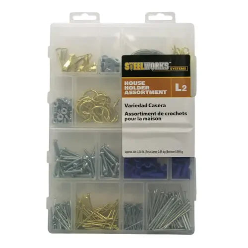Hillman STEELWORKS L2 Brass-Plated Assorted House Holder Kit, 50 lb, 1 Pack