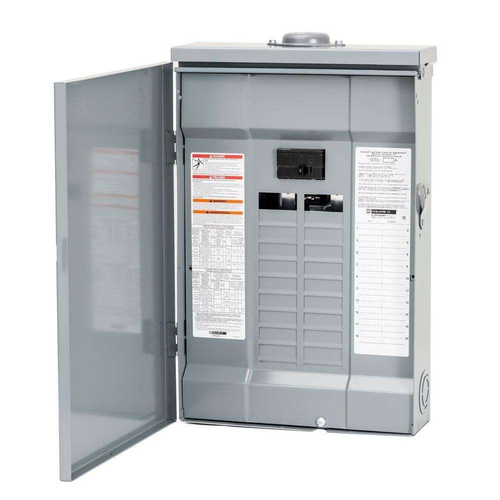 Homeline 100 Amp 20-Space 40-Circuit Outdoor Main Breaker Plug-On Neutral Load Center - Super Arbor
