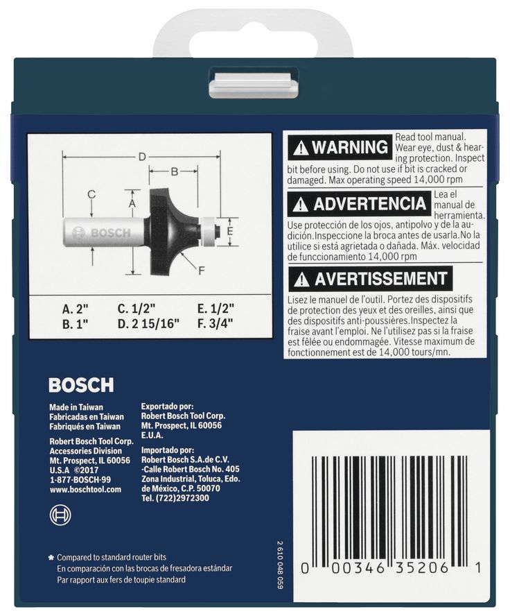Bosch 3/4-in Carbide-Tipped Roundover Router Bit