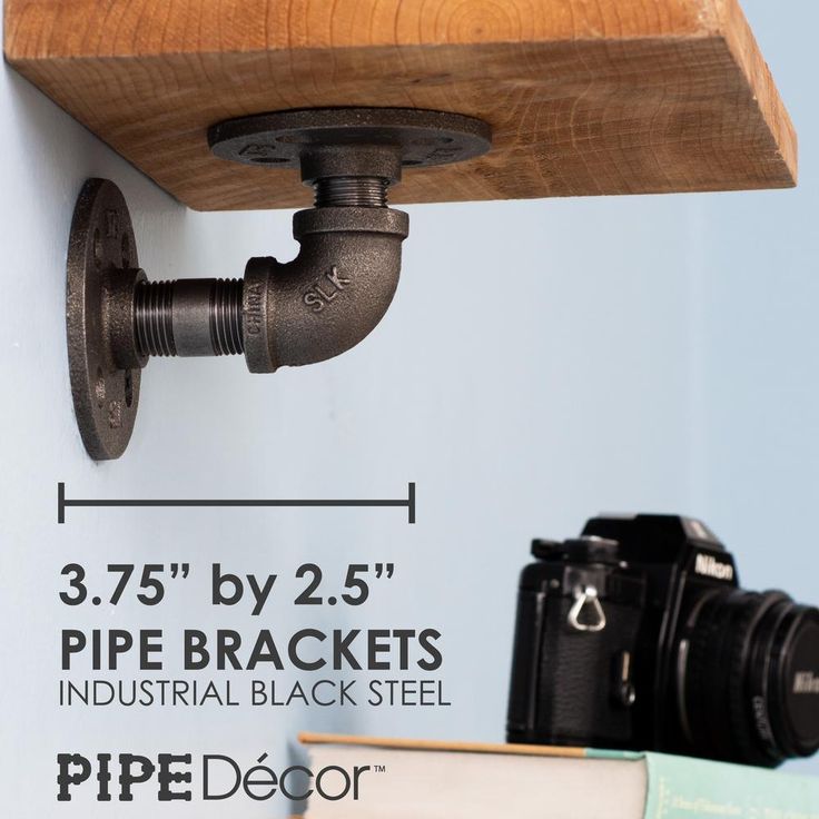 1/2 in. Black Pipe 3.75 in D x 2.5 in. H Wall Mounted Double Flange Shelf Bracket Kit (4-Pack)