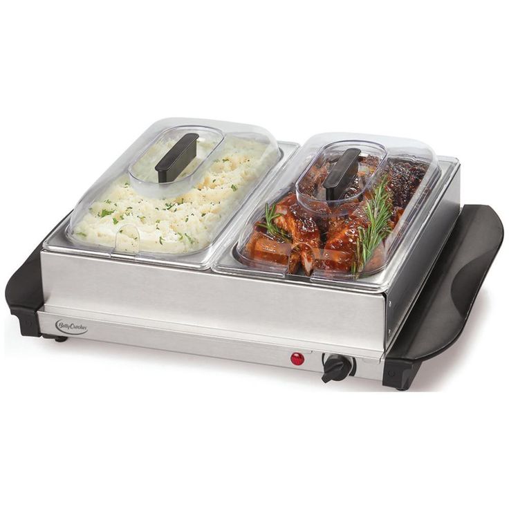5 Qt. Stainless Steel Buffet Server with Two Warming Crocks