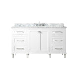 Heathermore 60 in. W x 22 in. D in White with Marble Top in Carrera with White Basins