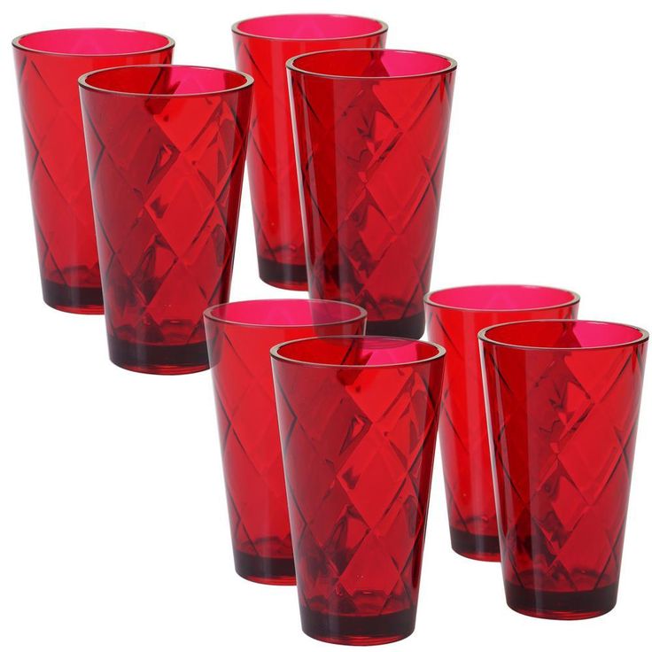 Ruby 20 oz. 8-Piece Acrylic Ice Tea Glass
