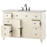 Hamilton Shutter 49-1/2 in. W x 22 in. D Bath Vanity in Ivory with Granite Vanity Top in Grey - Super Arbor