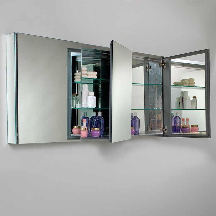59 in. W x 26 in. H x 5 in. D Frameless Glass Recessed or Surface-Mount 4-Shelf Bathroom Medicine Cabinet