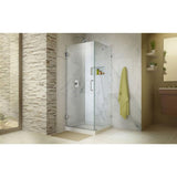 Unidoor Lux 30 in. x 30-3/8 in. x 72 in. Frameless Corner Hinged Shower Enclosure in Chrome