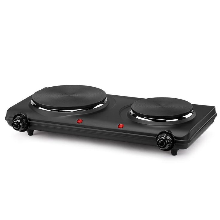 Concealed 2-Burner 7.5 in. Black Portable Hot Plate