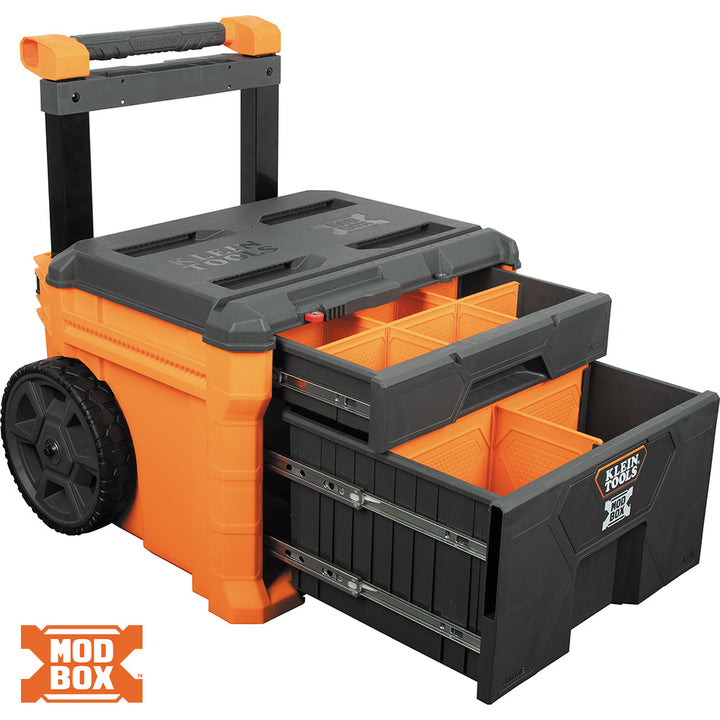 Klein Tools MODbox Two-Drawer Rolling Tool Box, 22.6 in, Orange, Plastic & Metal