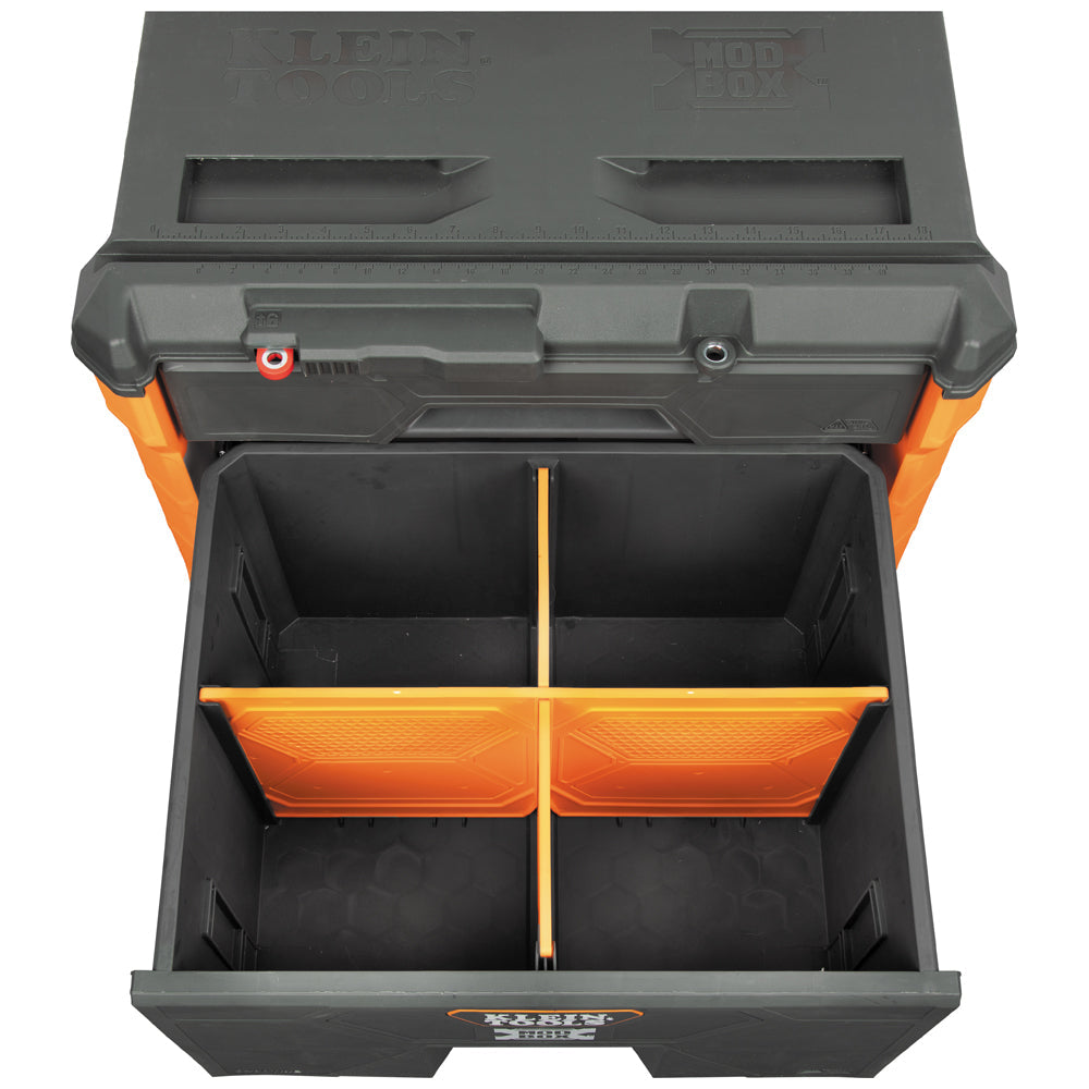 Klein Tools MODbox Two-Drawer Rolling Tool Box, 22.6 in, Orange, Plastic & Metal