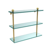 16 in. L x 15 in. H x 5 in. W 3-Tier Clear Glass Bathroom Shelf in Satin Nickel - Super Arbor