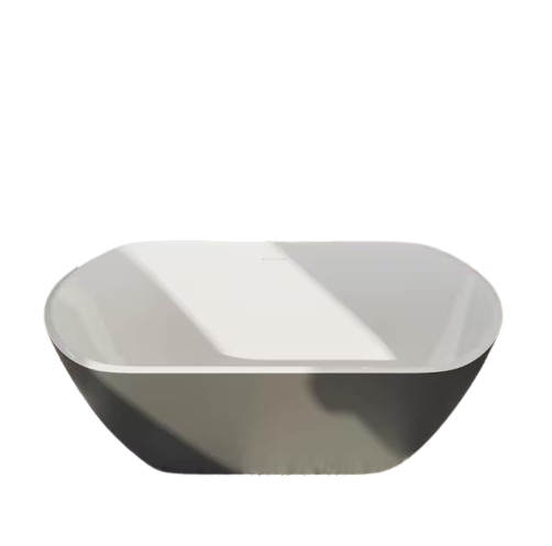 59 in. Seamless Acrylic Flatbottom Not-Whirlpool Stand Alone Freestanding Bathtub with Soaking SPA in Gray