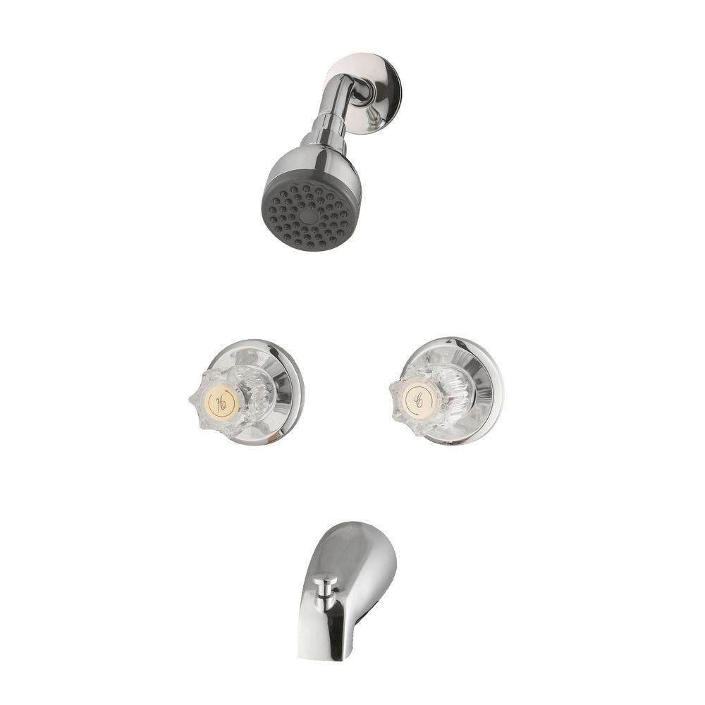 Aragon WaterSense 2-Handle 1-Spray Tub and Shower Faucet in Chrome (Valve Included) - Super Arbor