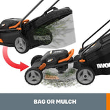 Worx POWER SHARE 40-Volt 17 in. Cordless Battery Walk Behind Mower with Mulching & Intellicut, (Battery & Charger Included)