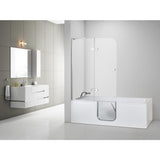 Laydown 72 in. Walk-In Whirlpool Bathtub in White LH Hinged Middle Glass Door with Screen 5 PC Fast Fill Faucet LH Drain - Super Arbor