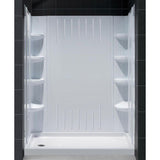 DreamLine QWALL-3 36 in. x 60 in. x 75-5/8 in. Standard Fit Shower Kit in White with Shower Base and Back Wall