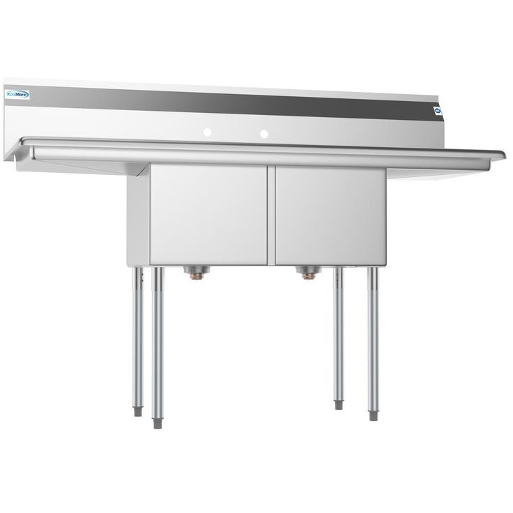 Freestanding Stainless Steel 60 in. 2-Hole Double Bowl Commercial Kitchen Sink