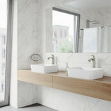 Marigold White Matte Stone Vessel Bathroom Sink and Linus Bathroom Vessel Faucet in Brushed Nickel - Super Arbor