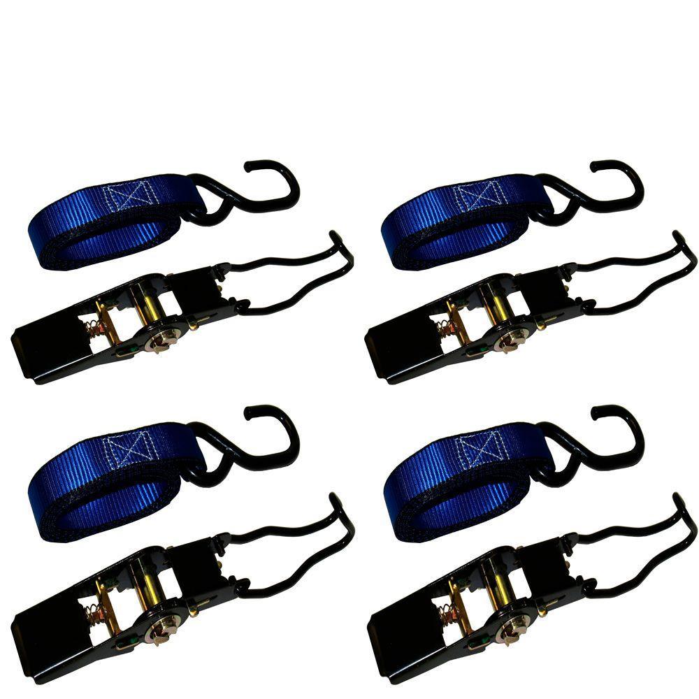 10 ft. x 1 in. 1500 lbs. Ratchet Tie Down Strap (4-Pack) - Super Arbor