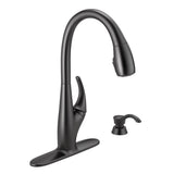 DeLuca Single-Handle Pull-Down Sprayer Kitchen Faucet with ShieldSpray Technology and Soap Dispenser in Stainless - Super Arbor
