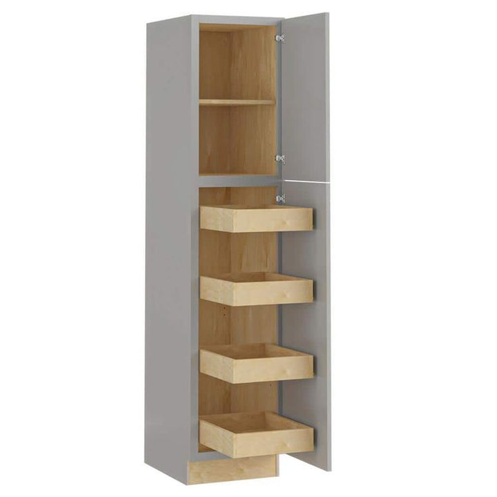 Home Decorators Collection Washington Veiled Gray Plywood Shaker Assembled Utility Pantry Kitchen Cabinet 4 ROT Sft Cls 18 in W x 24 in D x 84 in H