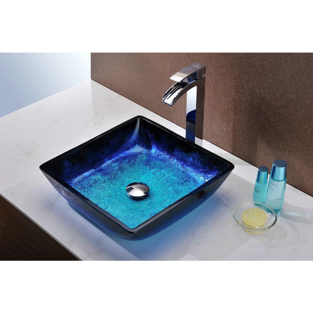 Kuku Deco-Glass Vessel Sink in Blazing Blue - Super Arbor