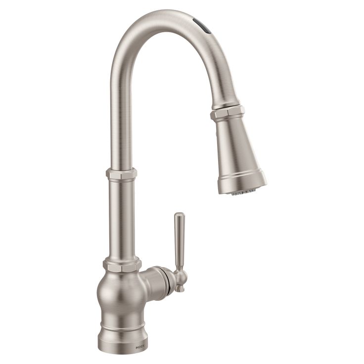 U by Moen Paterson Single-Handle Pull-Down Sprayer Smart Kitchen Faucet with Voice Control and PowerBoost in Matte Black