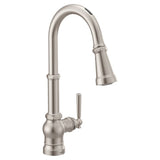 U by Moen Paterson Single-Handle Pull-Down Sprayer Smart Kitchen Faucet with Voice Control and PowerBoost in Matte Black