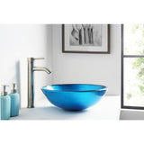 Arc Series Deco-Glass Vessel Sink in Lustrous Light Blue - Super Arbor
