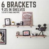 1/2 in. Black Pipe 10 in. L Wall Mounted Shelf Bracket Kit (6-Pack)