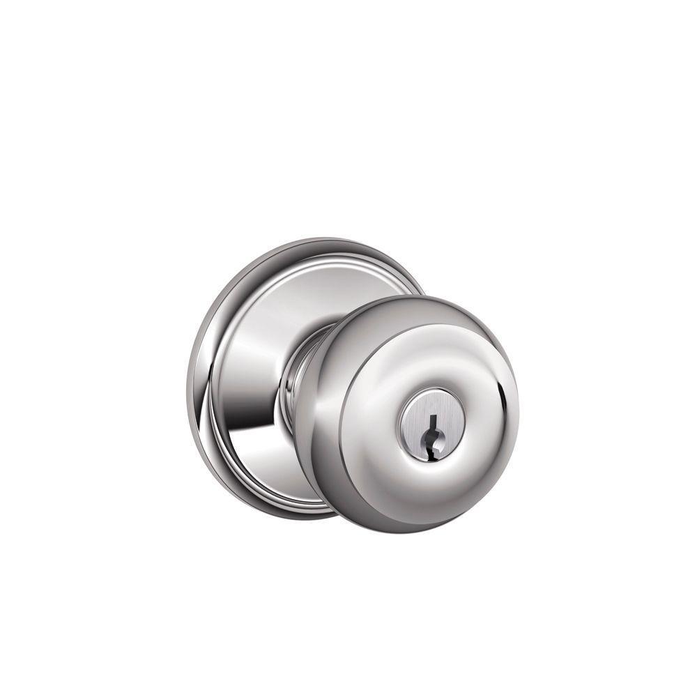 Georgian Bright Brass Keyed Entry Door Knob - Super Arbor