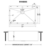 Drop-In Stainless Steel 33 in. Topmount Tight Radius 16-Gauge Kitchen Sink Single Bowl - Super Arbor