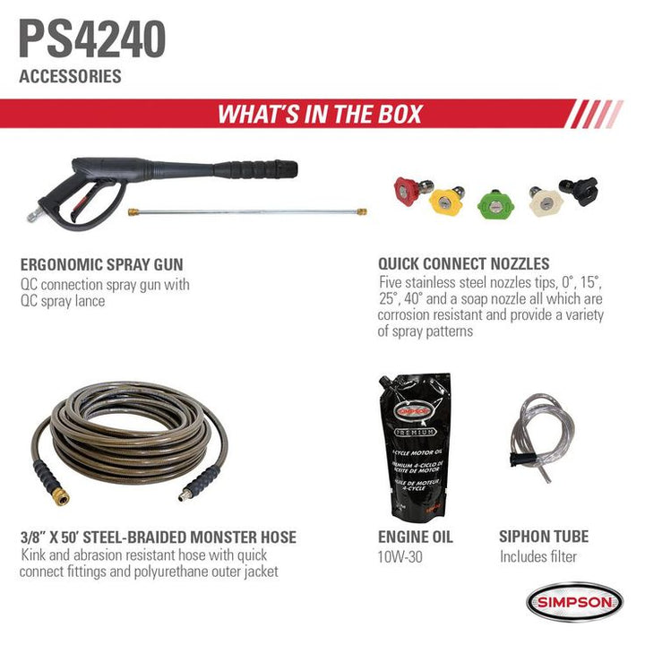 Simpson SIMPSON PowerShot PS4240 4200 PSI at 4.0 GPM HONDA GX390 Cold Water Pressure Washer