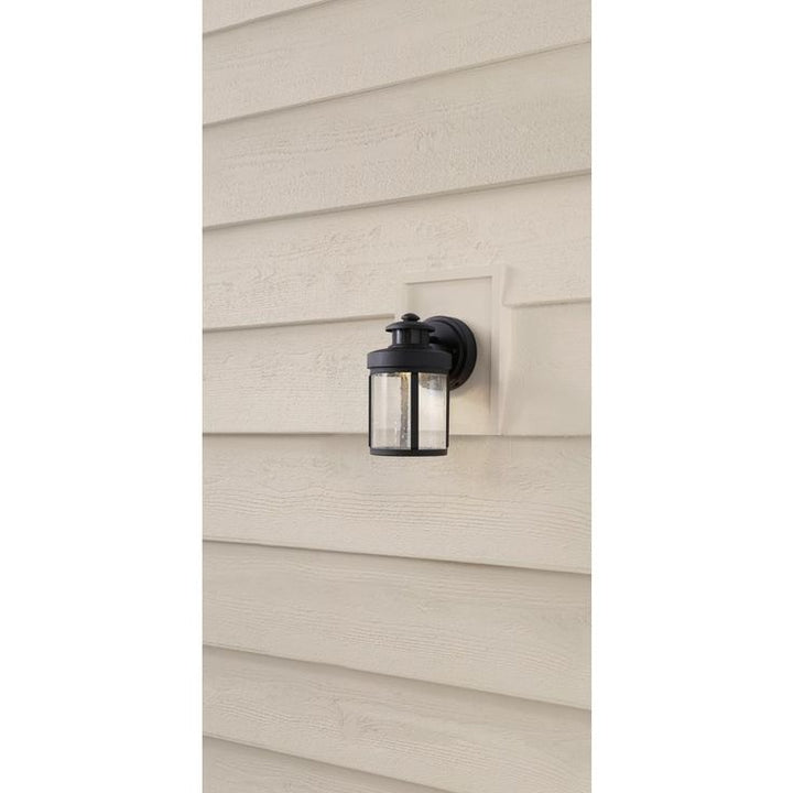 Black Motion Sensor Outdoor Integrated LED Wall Lantern Sconce