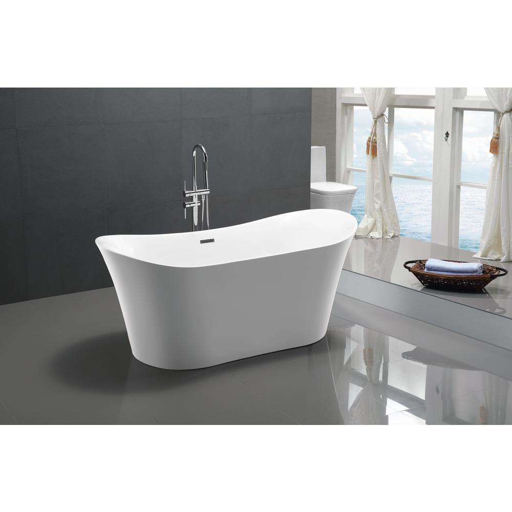 Eft 67 in. Acrylic Flatbottom Non-Whirlpool Bathtub in White - Super Arbor