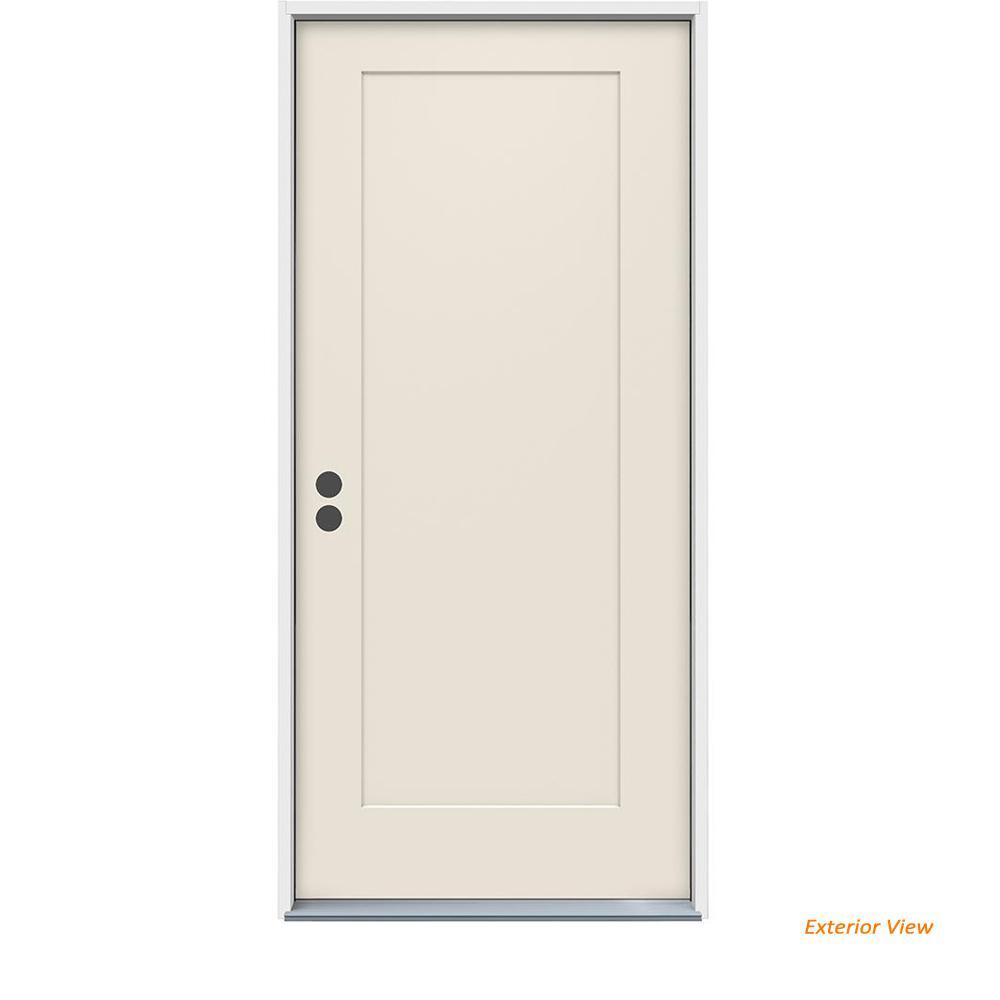 32 in. x 80 in. 1-Panel Craftsman Primed Steel Prehung Left-Hand Inswing Front Door - Super Arbor