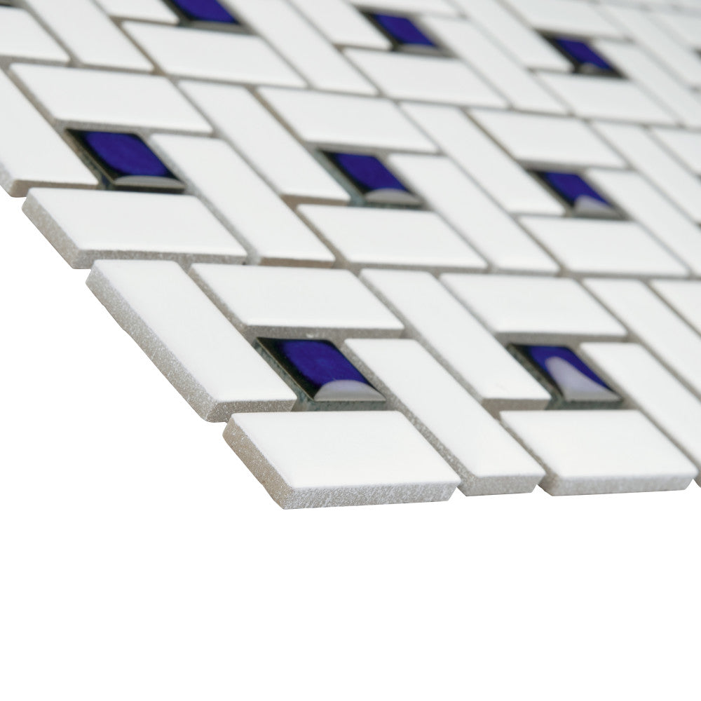 Merola Tile Spiral Blue and White 12-1/2 in. x 12-1/2 in. x 6 mm Porcelain Mosaic Tile (11.07 sq. ft. / case)