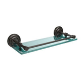 Que New 16 in. L x 3 in. H x 5 in. W Clear Glass Bathroom Shelf with Gallery Rail in Polished Chrome - Super Arbor