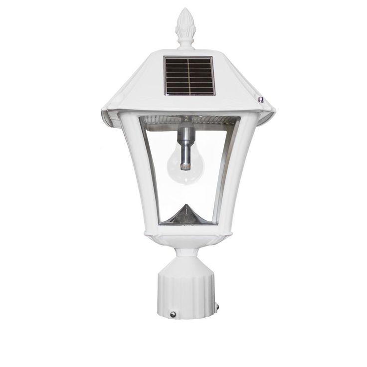 Baytown II Bulb 1-Light White LED Outdoor Solar Post/Wall Light with GS Light Bulb, Warm-White