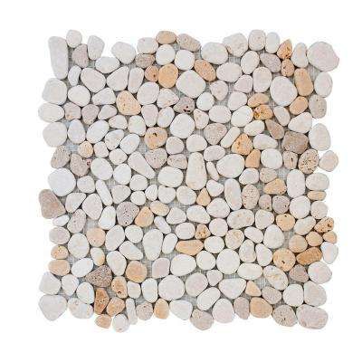 Jeffrey Court Creama River Rock 10.75 in. x 10.75 in. x 10 mm Marble Mosaic Wall Tile
