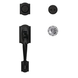 Camelot Matte Black Dummy Door Handleset with Alexandria Glass Door Knob and Alden Trim - Super Arbor