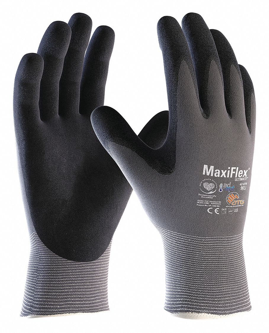 PIP MaxiFlex Ultimate AD-APT Foam Microporous Nitrile Coated Safety Gloves, Size L, 12 Pack